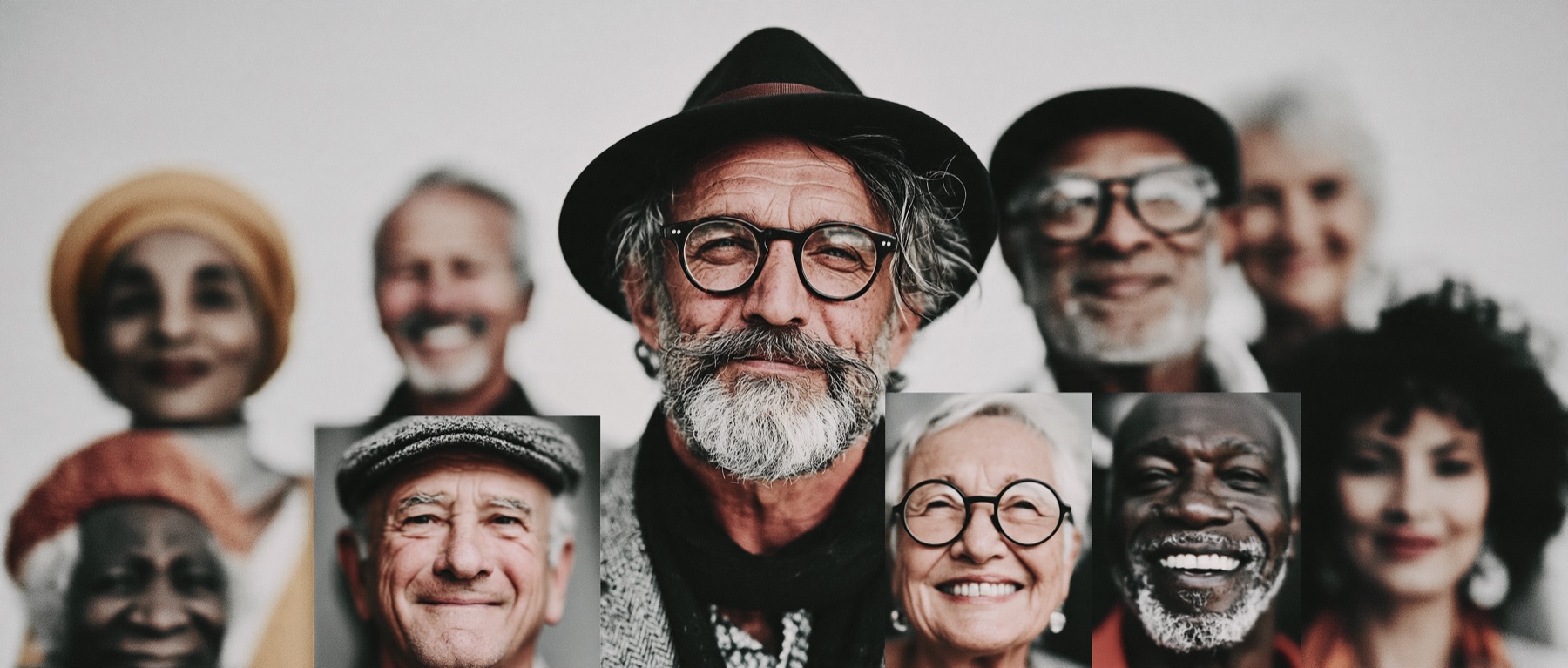 Illustrative collage of older adults